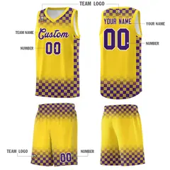 Gold Purple Plaid Basketball Jersey for Teams 5