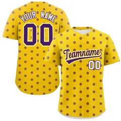 Gold Purple Polka Dot Graffiti Authentic Baseball Jersey 1