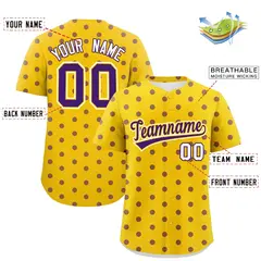 Gold Purple Polka Dot Graffiti Authentic Baseball Jersey 2