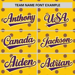 Gold Purple Polka Dot Graffiti Authentic Baseball Jersey 3