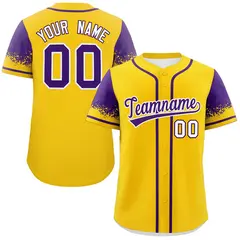 Gold Purple Raglan Sleeves Authentic Baseball Jersey 1