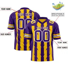 Gold Purple Razr Stripe Graffiti Pattern Flag Football Jersey 2