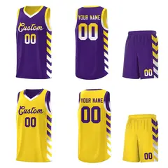 Gold Purple Reversible Basketball Kits - Side Arrow Purple White Gradient 2