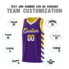 Gold Purple Reversible Basketball Kits - Side Arrow Purple White Gradient 4