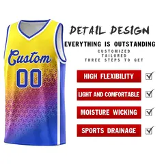 Gold Purple-Royal Gradient Irregular Shapes Basketball Jersey 4