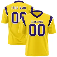 Gold Purple Shoulder Cut Two-Tone Flag Football Jersey 1