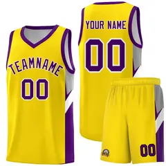 Gold Purple Side Design Basketball Sports Uniform Jersey 1