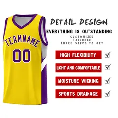 Gold Purple Side Design Basketball Sports Uniform Jersey 2