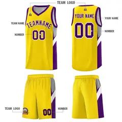 Gold Purple Side Design Basketball Sports Uniform Jersey 5