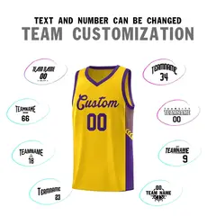 Gold Purple Side Stripe Fashion Basketball Uniform Jersey 4