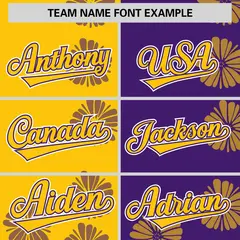 Gold Purple Split Flower Graffiti Authentic Baseball Jersey 3