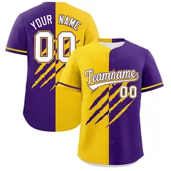 Gold Purple Split Tiger Claw Scratch Baseball Jersey 1