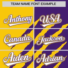 Gold Purple Split Tiger Claw Scratch Baseball Jersey 3
