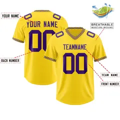 Gold Purple Square Neckline Football Jersey 2