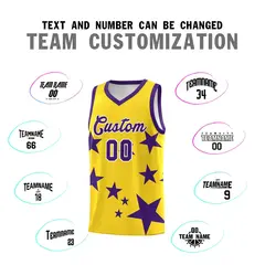 Gold Purple Star Graffiti Basketball Jersey Sets 4