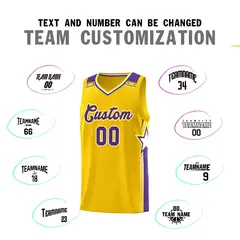 Gold Purple Star Graffiti Basketball Jersey 4