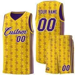 Gold Purple Star Graffiti Sports Uniform Basketball Jersey