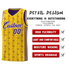 Gold Purple Star Graffiti Sports Uniform Basketball Jersey 2