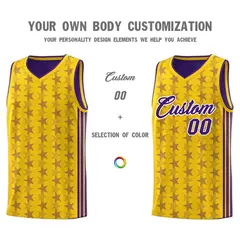 Gold Purple Star Graffiti Sports Uniform Basketball Jersey 3