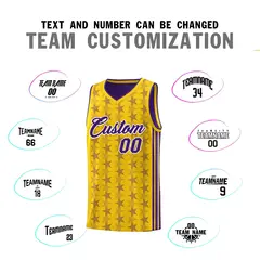 Gold Purple Star Graffiti Sports Uniform Basketball Jersey 4
