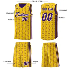Gold Purple Star Graffiti Sports Uniform Basketball Jersey 5