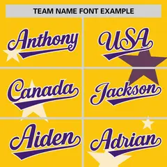 Gold Purple Star Graffiti Two-Button Baseball Jersey 3