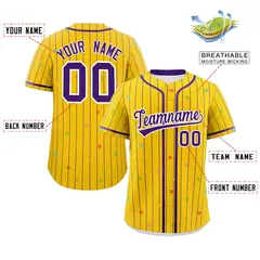 Gold Purple Star Pattern Stripe Authentic Baseball Jersey 2