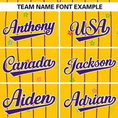 Gold Purple Star Pattern Stripe Authentic Baseball Jersey 3