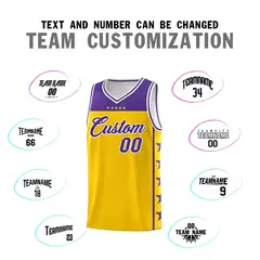 Gold Purple Star Pattern Team Basketball Jersey 4