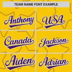 Gold Purple Star Pattern Varsity Letterman Baseball Jacket 3