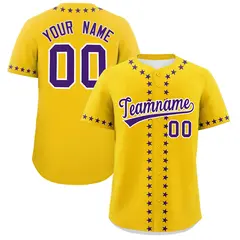 Gold Purple Star Ribbing Authentic Baseball Jersey 1