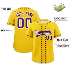 Gold Purple Star Ribbing Authentic Baseball Jersey 2