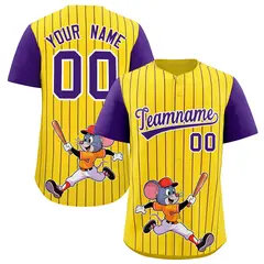 Gold Purple Stripe Animals Graffiti Raglan Baseball Jersey 1