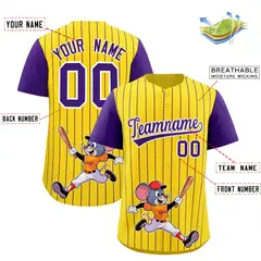 Gold Purple Stripe Animals Graffiti Raglan Baseball Jersey 2