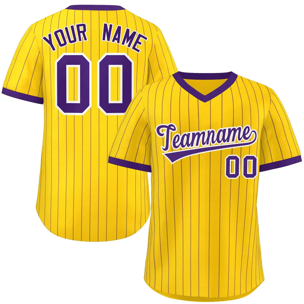 Gold Purple Stripe Authentic Pullover Baseball Jersey