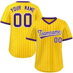 Gold Purple Stripe Authentic Pullover Baseball Jersey 1
