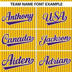 Gold Purple Stripe Authentic Pullover Baseball Jersey 3