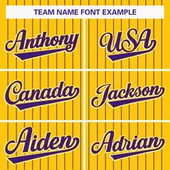 Gold Purple Stripe Full Button Authentic Baseball Jersey 3