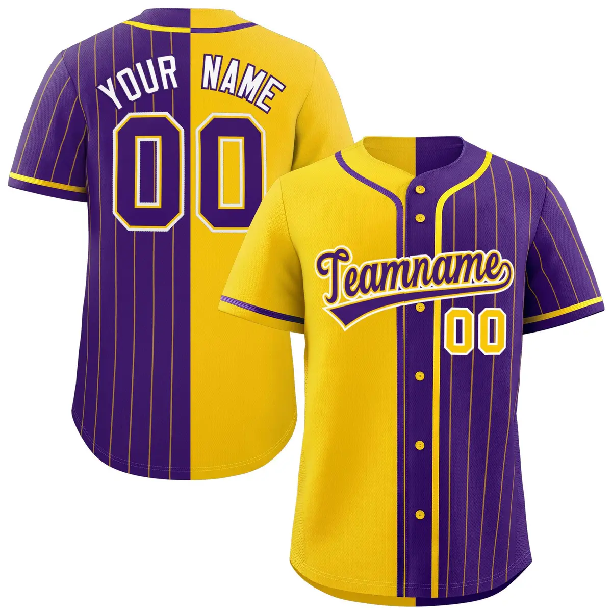 Gold Purple Stripe-Solid Combo Authentic Baseball Jersey