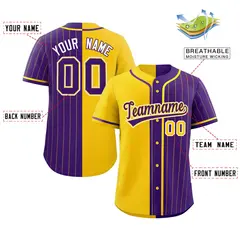 Gold Purple Stripe-Solid Combo Authentic Baseball Jersey 2