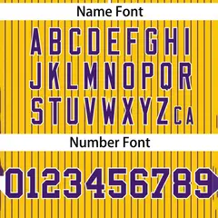 Gold Purple Stripe Two-Button Softball Jersey 3