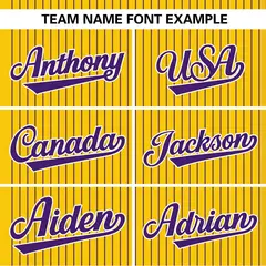 Gold Purple Stripe Two-Button Softball Jersey 4