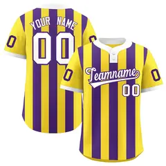 Gold Purple Stripe Two-Button Softball Jersey 1