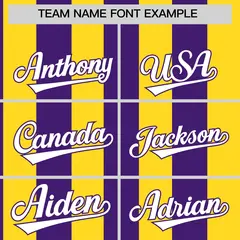 Gold Purple Stripe Two-Button Softball Jersey 3