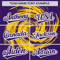 Gold Purple Swirl Graffiti Baseball Jersey 3
