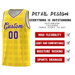 Gold Purple Trailblazer Dot Pattern Basketball Jersey 2