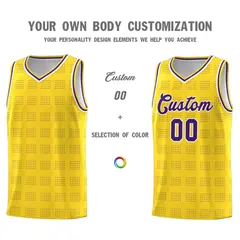 Gold Purple Trailblazer Dot Pattern Basketball Jersey 3