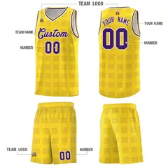 Gold Purple Trailblazer Dot Pattern Basketball Jersey 5