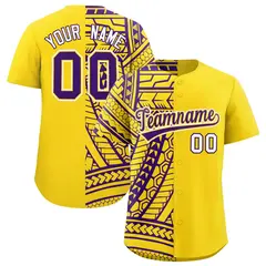 Gold Purple Tribal Split Baseball Jersey 1