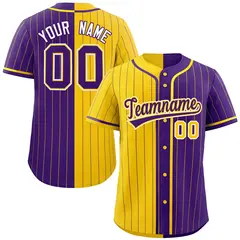 Gold Purple Two Tone Striped Authentic Baseball Jersey